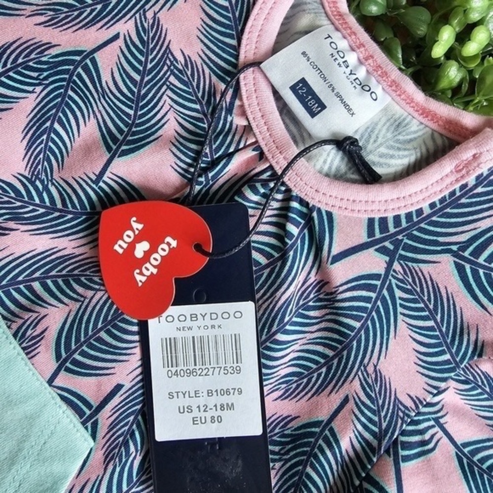 Toobydoo Pink and Blue Patterned Baby Dress Set